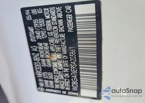 1995 Mercedes-Benz S 600 from USA, damaged, VIN WDBGA76E9SA203861